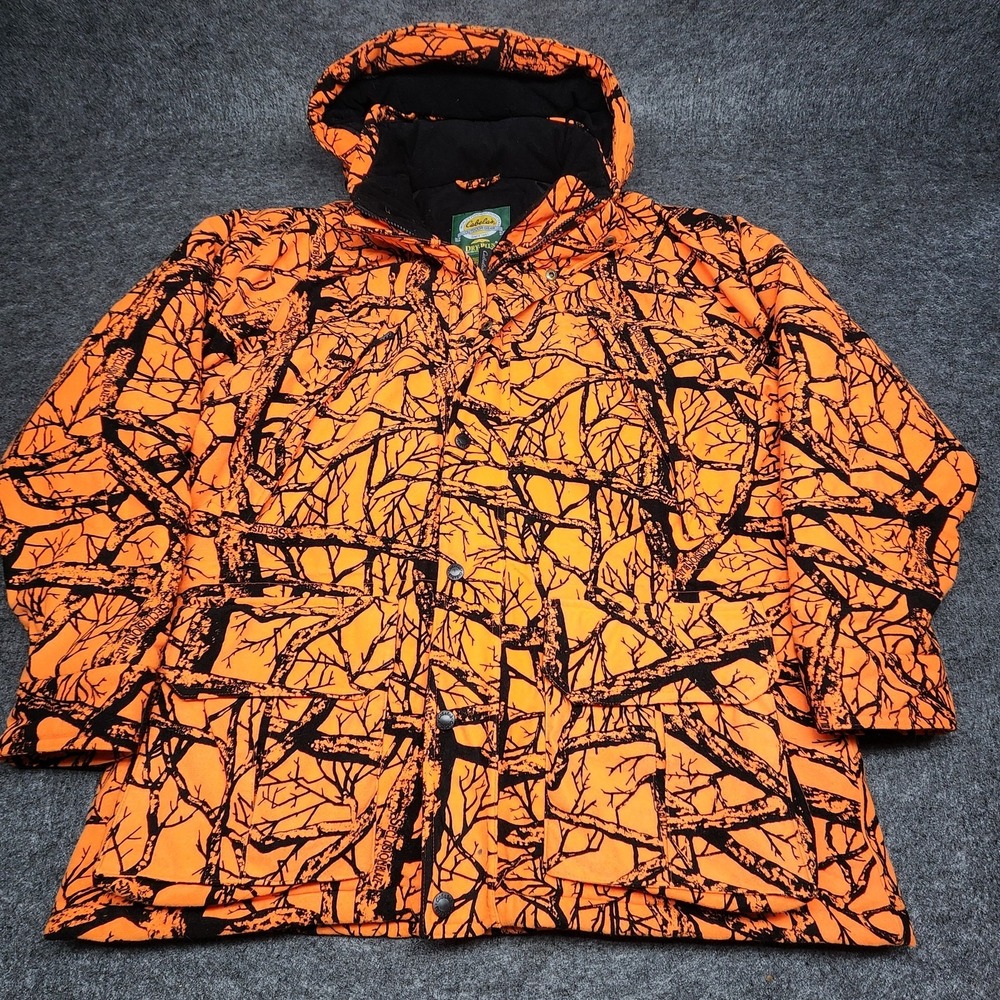 Cabelas Seclusion Blaze Orange Hunting Dry Plus Waterproof Parka Insulated Large